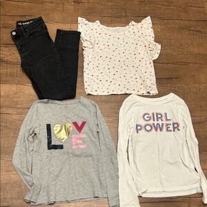 GAP Kids Girl Black Skinny Pant Girl Power Long Sleeve LOVE Long Sleeve Bundle